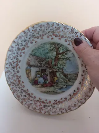 Vajilla vintage porcelana dorada