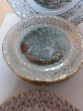 Vajilla vintage porcelana dorada