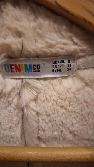 Chaleco mujer piel sintética beige y marrón