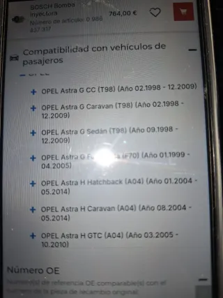 Bomba Inyectora Opel Astra G/H Bosch