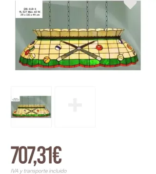 Lámpara Tiffany Vintage para Billar 110cm