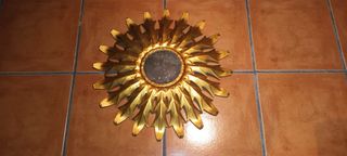 Espejo Sol Vintage Dorado años 60