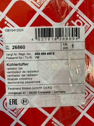 Ventilador Radiador Febi Bilstein 26860