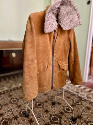 Cazadora vintage piel borrego natural