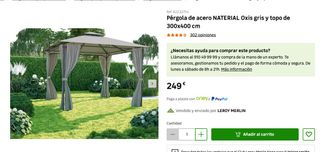 Pérgola de acero NATERIAL gris 300x400cm