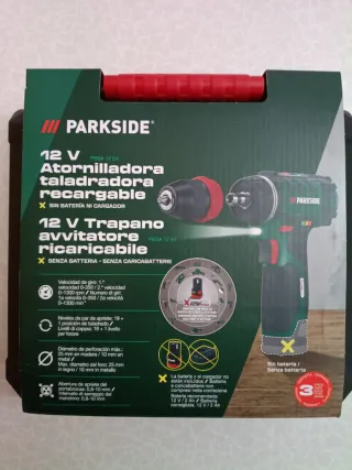 Taladro Atornillador Parkside12V+Bat+Carg+Maletin