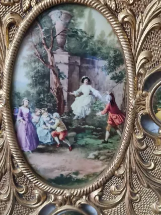 Plato decorativo ovalado de bronce.