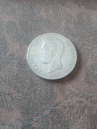 Moneda 5 Pesetas Plata Amadeo I 1871
