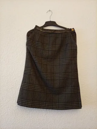 Falda Loewe cuadros marrón y gris