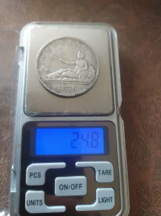 Moneda 5 Pesetas Plata Primera República 1870