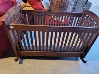 Cuna Mecedora Bebé Madera Tallada