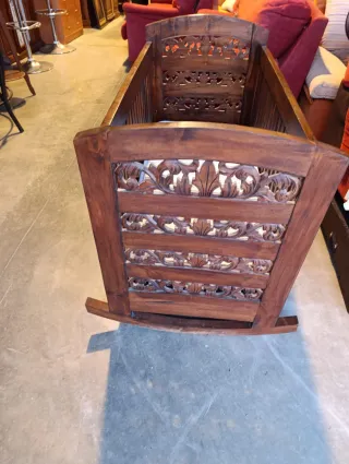 Cuna Mecedora Bebé Madera Tallada