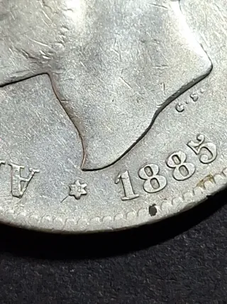 Moneda 5 Pesetas Plata 1885 Alfonso XII
