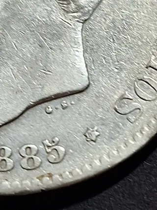 Moneda 5 Pesetas Plata 1885 Alfonso XII