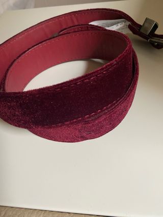Cinturón  Terciopelo Burdeos Hebilla Plateada