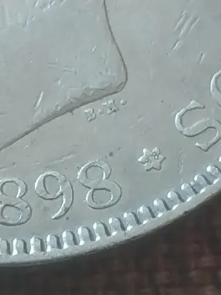 Moneda Plata Alfonso XIII 5 Pesetas 1893