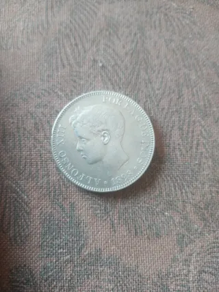Moneda Plata Alfonso XIII 5 Pesetas 1893