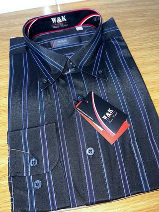 Camisa W&K Negra Rayas Azules Talla L