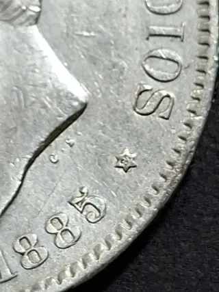 Moneda 5 Pesetas Plata 1885 Alfonso XIII