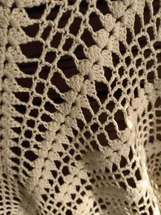 Mantel circular de crochet algodón antiguo