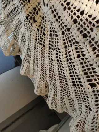 Mantel circular de crochet algodón antiguo