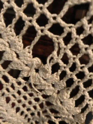 Mantel circular de crochet algodón antiguo