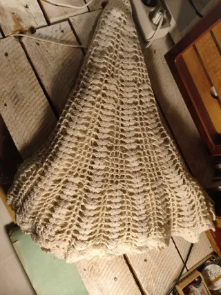 Mantel circular de crochet algodón antiguo