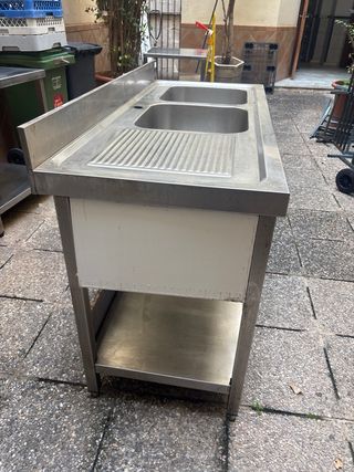 Fregadero industrial acero 2 senos 1.40x0.97x0.60