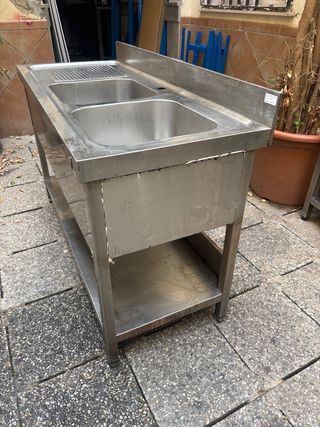 Fregadero industrial acero 2 senos 1.40x0.97x0.60