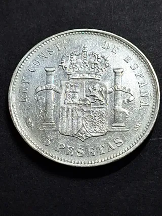 Moneda 5 Pesetas Plata 1888 Alfonso XIII