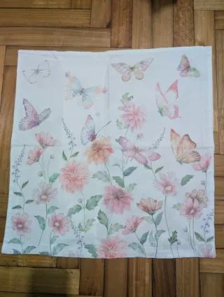Funda Cojín Flores y Mariposas