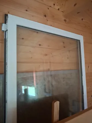 Puerta aluminio con marco y cristales 200 x 160 cm