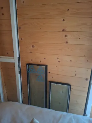 Puerta aluminio con marco y cristales 200 x 160 cm