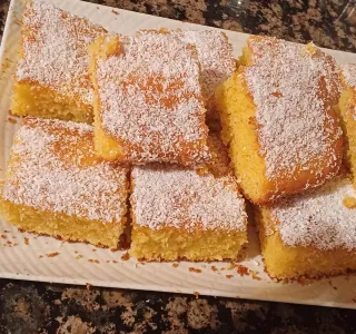 Basbousa casera limón y coco