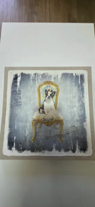 Set 3 Cuadros Perros Sillas Vintage