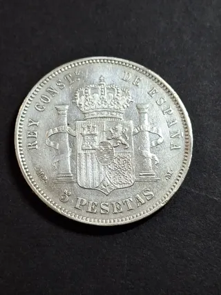 Moneda 5 Pesetas Plata 1889 Alfonso XIII