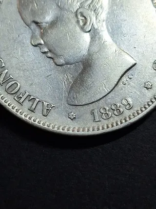 Moneda 5 Pesetas Plata 1889 Alfonso XIII