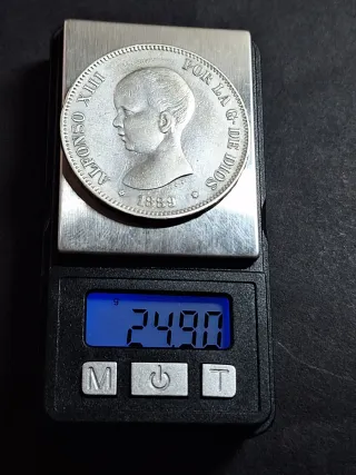 Moneda 5 Pesetas Plata 1889 Alfonso XIII