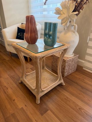 Mesa auxiliar ratán y cristal RECOGIDA EN BANYERES