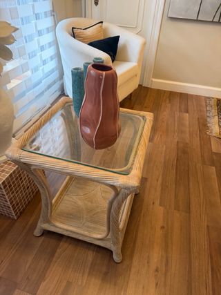 Mesa auxiliar ratán y cristal RECOGIDA EN BANYERES