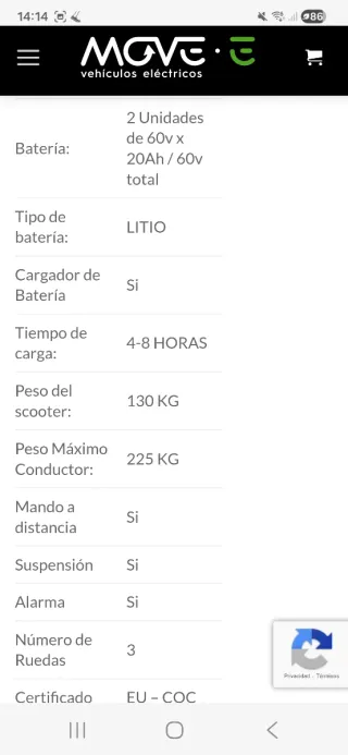 MOVE-E Vehículo Eléctrico Triciclo Rojo