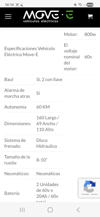 MOVE-E Vehículo Eléctrico Triciclo Rojo