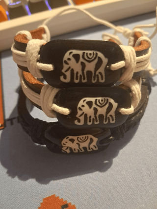 3 Braccialetti con Elefante – Set Portafortuna!