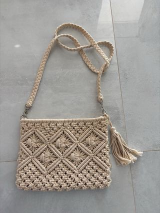 Bolso de macramé beige