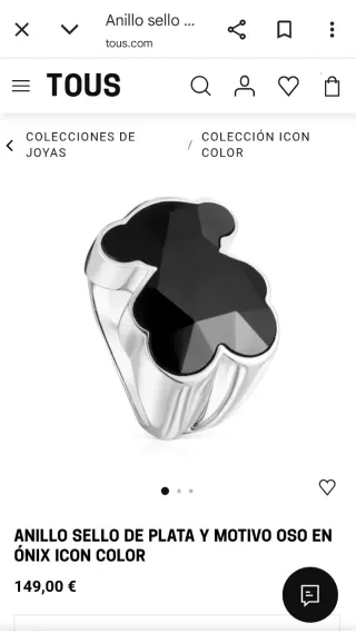 Anillo Tous Oso Negro Plata