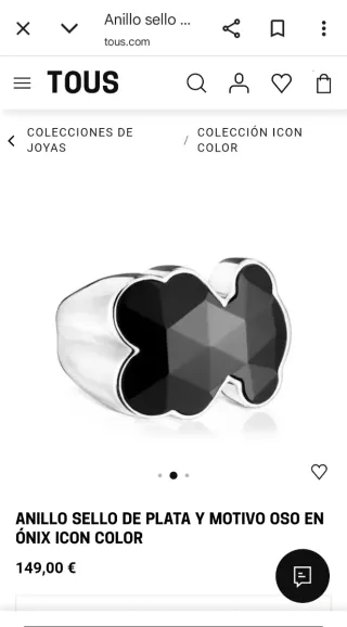 Anillo Tous Oso Negro Plata