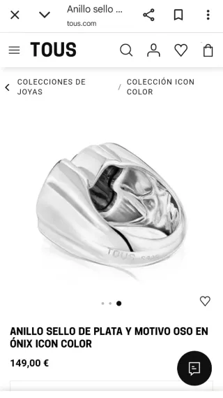 Anillo Tous Oso Negro Plata