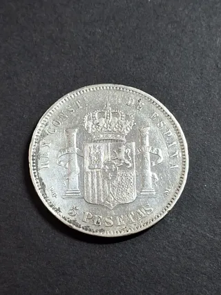Moneda 5 Pesetas Plata Alfonso XIII 1890