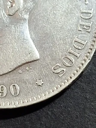 Moneda 5 Pesetas Plata Alfonso XIII 1890