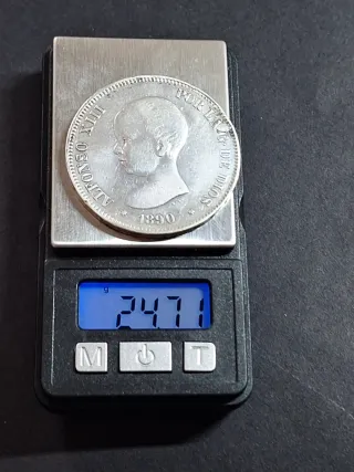 Moneda 5 Pesetas Plata Alfonso XIII 1890